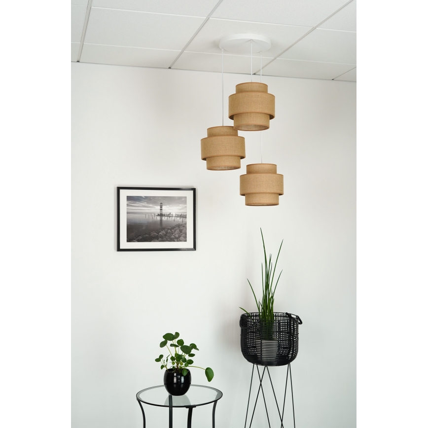 Brilagi - Κρεμαστό φωτιστικό οροφής SPACE YUTE 3xE27/15W/230V μπεζ/λευκό