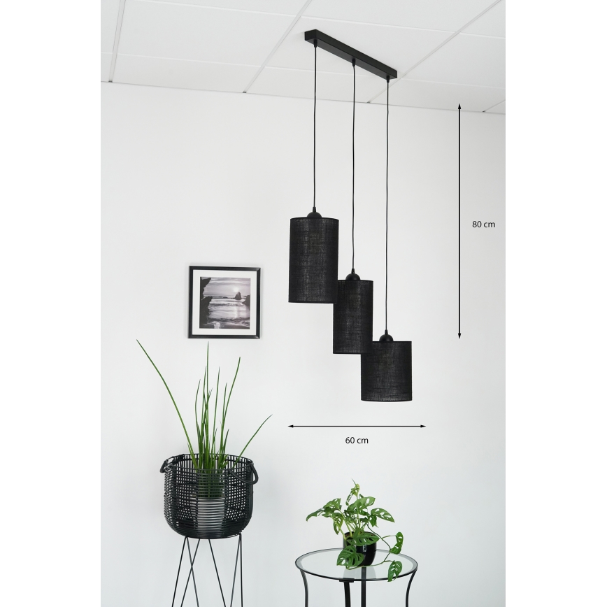 Brilagi - Κρεμαστό φωτιστικό οροφής TUBES 3xE27/15W/230V μαύρο