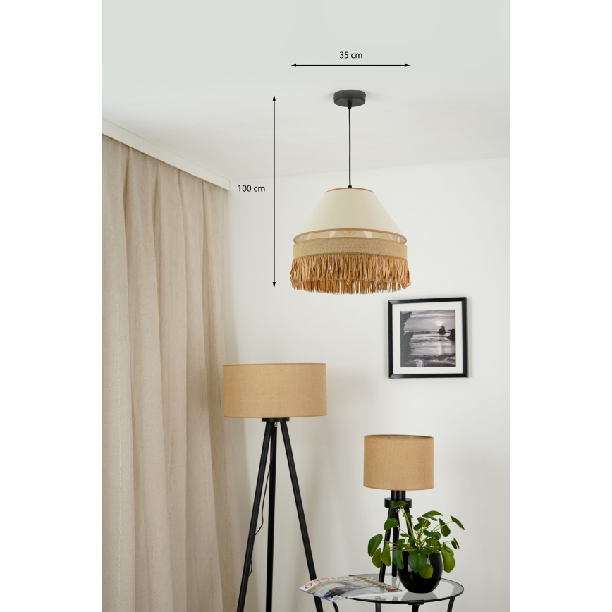 Brilagi - Κρεμαστό φωτιστικό οροφής WINNETOU AVIGNION 1xE27/15W/230V διάμετρος 35 cm καφέ/κρεμ