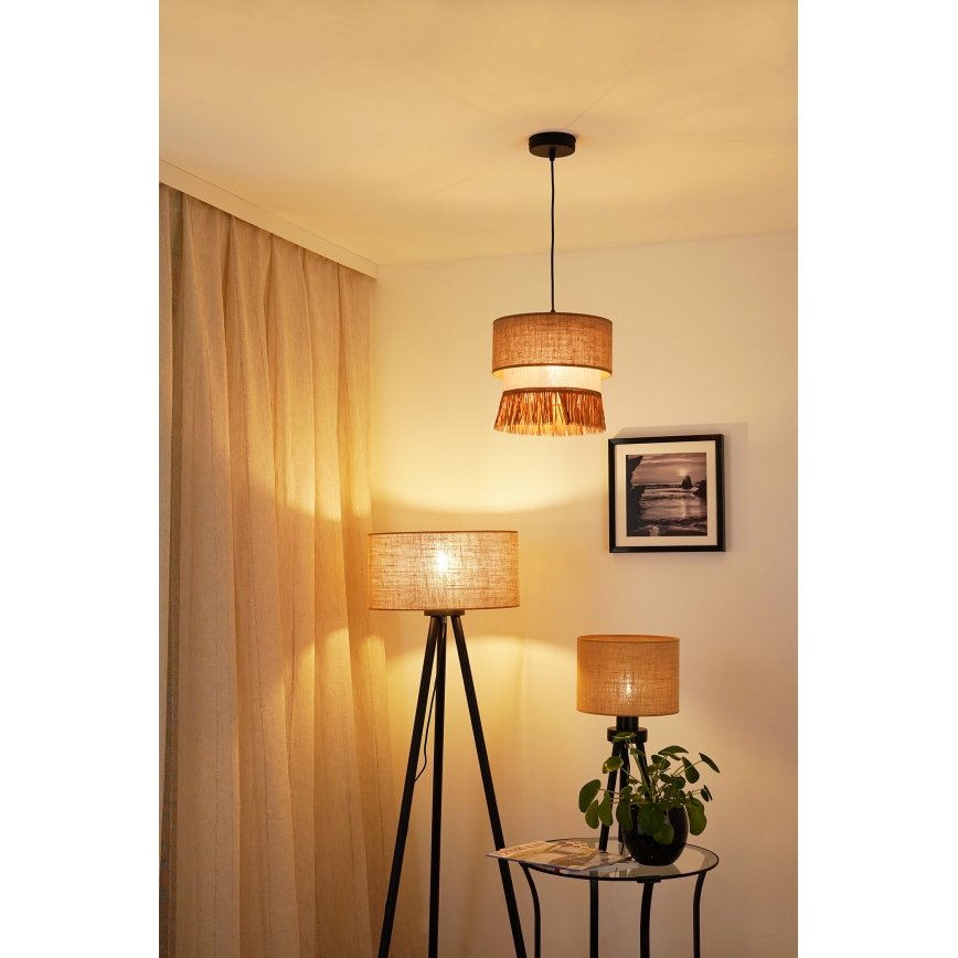 Brilagi - Κρεμαστό φωτιστικό οροφής WINNETOU BOHO 1xE27/15W/230V διάμετρος 25 cm καφέ/κρεμ