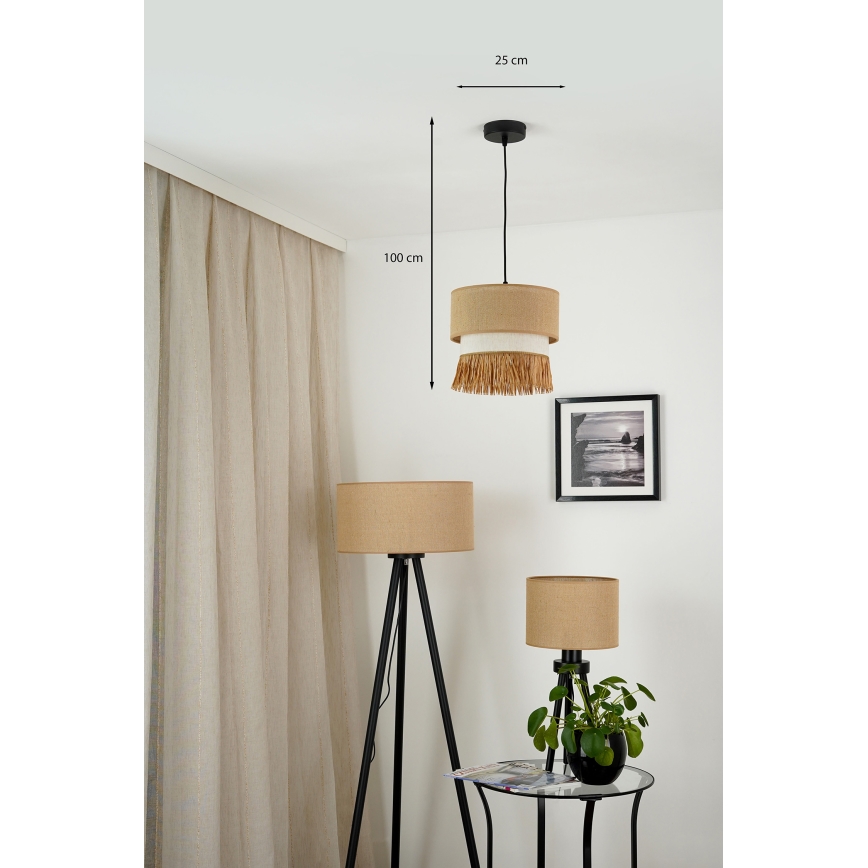 Brilagi - Κρεμαστό φωτιστικό οροφής WINNETOU BOHO 1xE27/15W/230V διάμετρος 25 cm καφέ/κρεμ