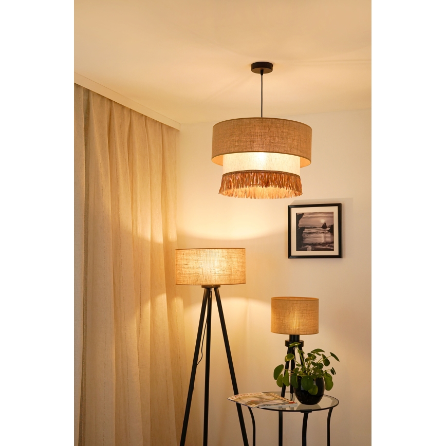 Brilagi - Κρεμαστό φωτιστικό οροφής WINNETOU BOHO 1xE27/15W/230V διάμετρος 45 cm καφέ/κρεμ