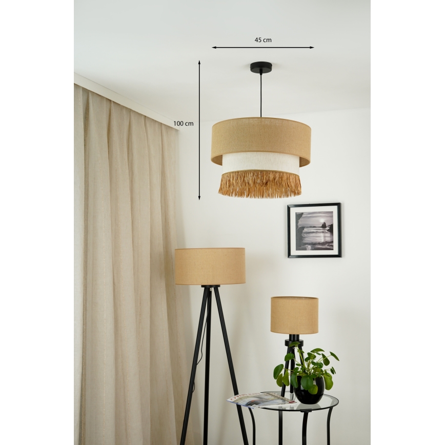 Brilagi - Κρεμαστό φωτιστικό οροφής WINNETOU BOHO 1xE27/15W/230V διάμετρος 45 cm καφέ/κρεμ