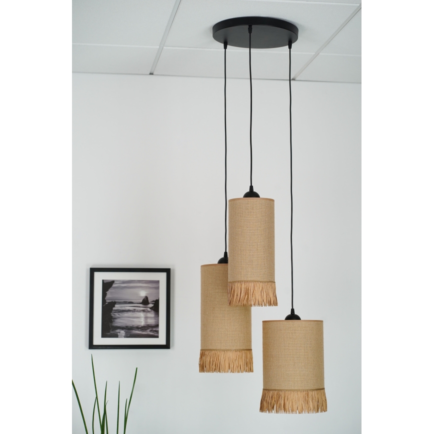 Brilagi - Κρεμαστό φωτιστικό οροφής WINNETOU TUBES 3xE27/15W/230V καφέ/μαύρο