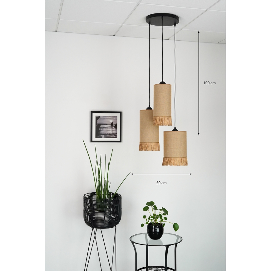 Brilagi - Κρεμαστό φωτιστικό οροφής WINNETOU TUBES 3xE27/15W/230V καφέ/μαύρο