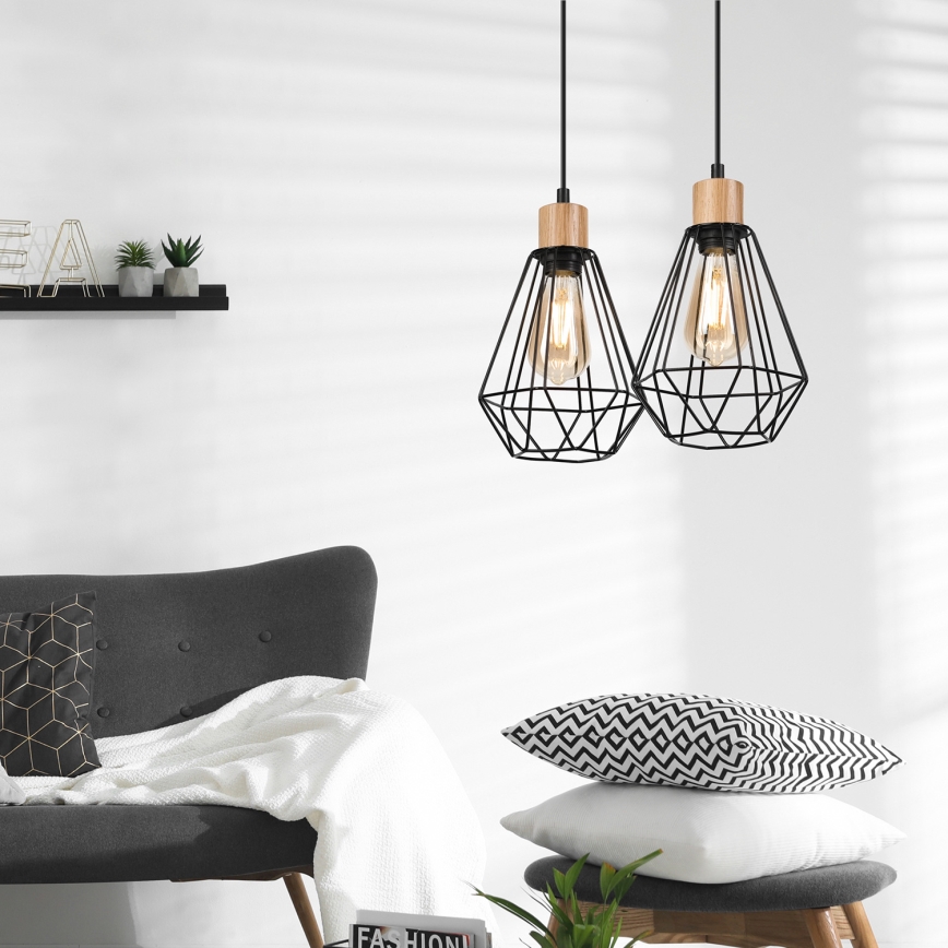 Brilagi - Κρεμαστό φωτιστικό οροφής WOODY BASKET 2xE27/60W/230V δρυς