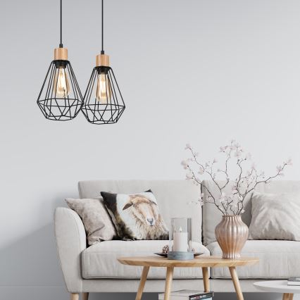 Brilagi - Κρεμαστό φωτιστικό οροφής WOODY BASKET 2xE27/60W/230V δρυς
