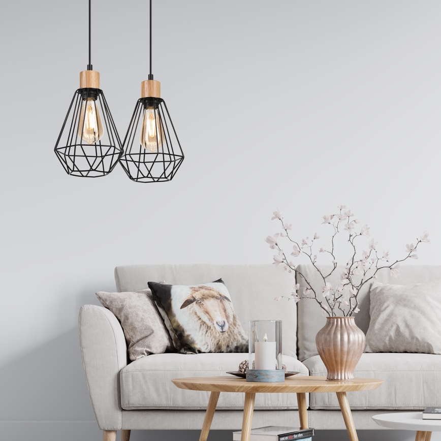 Brilagi - Κρεμαστό φωτιστικό οροφής WOODY BASKET 2xE27/60W/230V δρυς