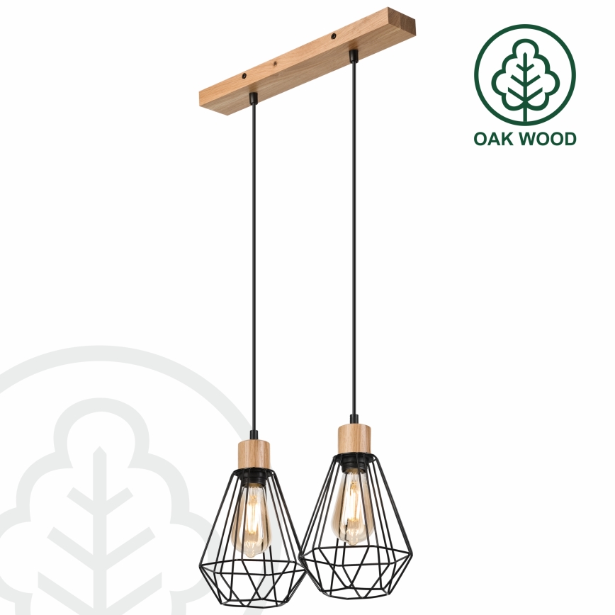 Brilagi - Κρεμαστό φωτιστικό οροφής WOODY BASKET 2xE27/60W/230V δρυς