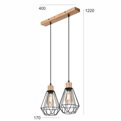 Brilagi - Κρεμαστό φωτιστικό οροφής WOODY BASKET 2xE27/60W/230V δρυς