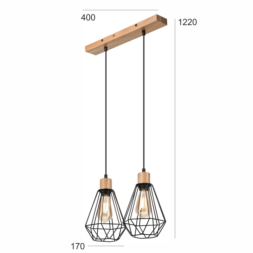 Brilagi - Κρεμαστό φωτιστικό οροφής WOODY BASKET 2xE27/60W/230V δρυς