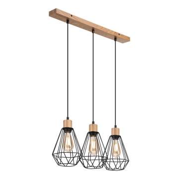 Brilagi - Κρεμαστό φωτιστικό οροφής WOODY BASKET 3xE27/60W/230V δρυς