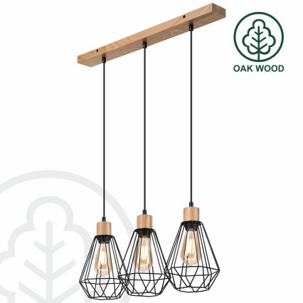 Brilagi - Κρεμαστό φωτιστικό οροφής WOODY BASKET 3xE27/60W/230V δρυς