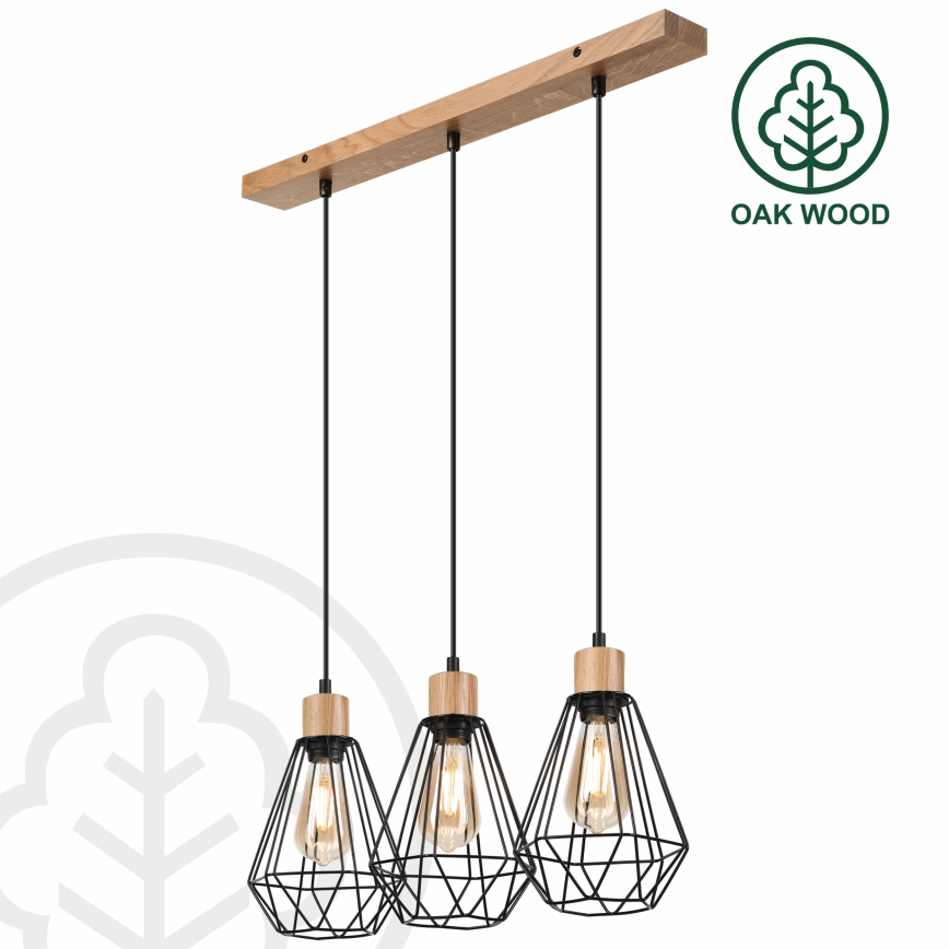 Brilagi - Κρεμαστό φωτιστικό οροφής WOODY BASKET 3xE27/60W/230V δρυς