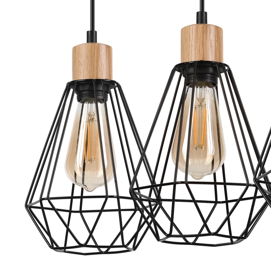 Brilagi - Κρεμαστό φωτιστικό οροφής WOODY BASKET 3xE27/60W/230V δρυς