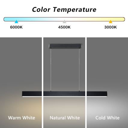Brilagi - Led Dimmable κρεμαστό φωτιστικό οροφής SLEEKLINE SMART LED/40W/230V 3000-6000K Wi-Fi Tuya μαύρο + τηλεχειριστήριο