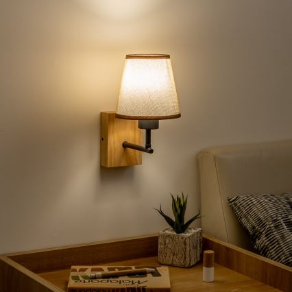 Brilagi - Λάμπα τοίχου NUBILA WOOD 1xE27/25W/230V δρυς/καφέ