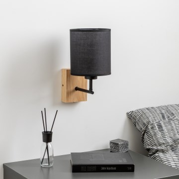 Brilagi - Λάμπα τοίχου NUBILA WOOD 1xE27/25W/230V δρυς/μαύρο