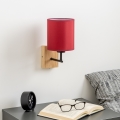Brilagi - Λάμπα τοίχου NUBILA WOOD 1xE27/25W/230V δρυς/Pompeian κόκκινο
