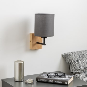 Brilagi - Λάμπα τοίχου NUBILA WOOD 1xE27/25W/230V δρυς/ανθρακί