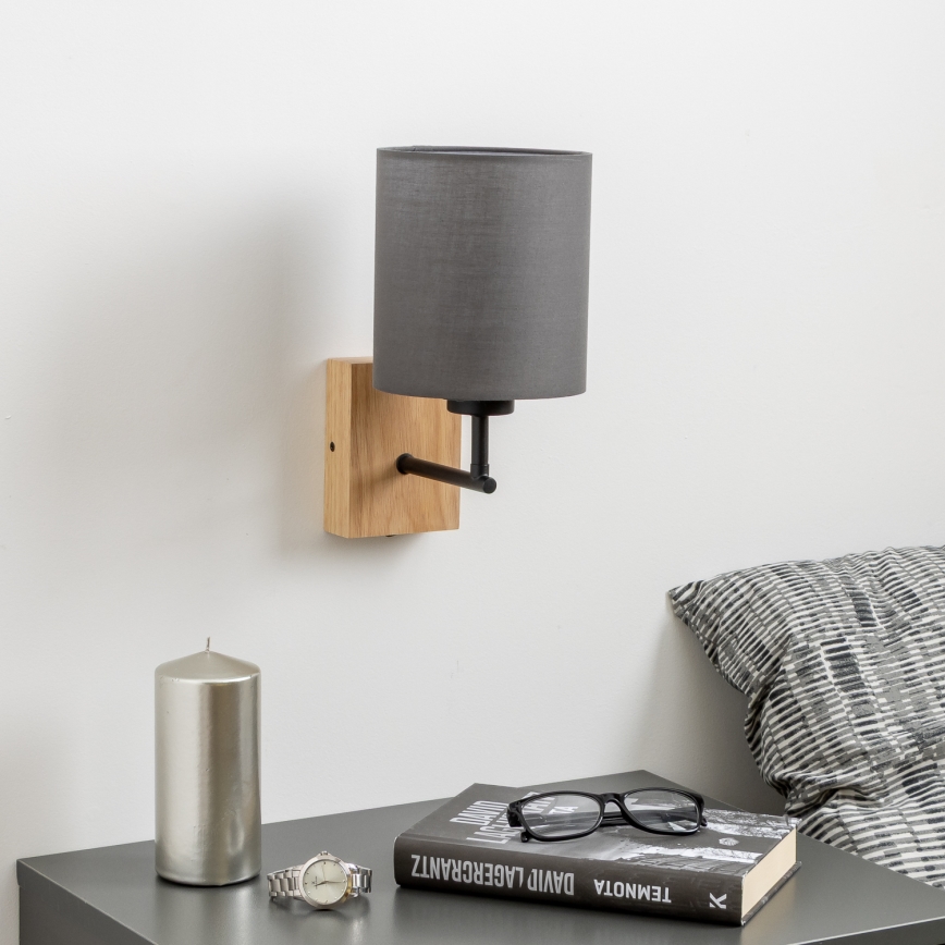 Brilagi - Λάμπα τοίχου NUBILA WOOD 1xE27/25W/230V δρυς/ανθρακί