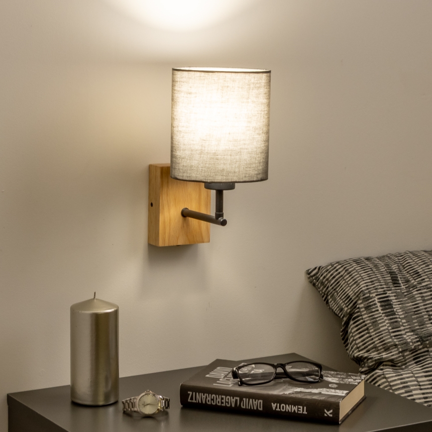 Brilagi - Λάμπα τοίχου NUBILA WOOD 1xE27/25W/230V δρυς/ανθρακί