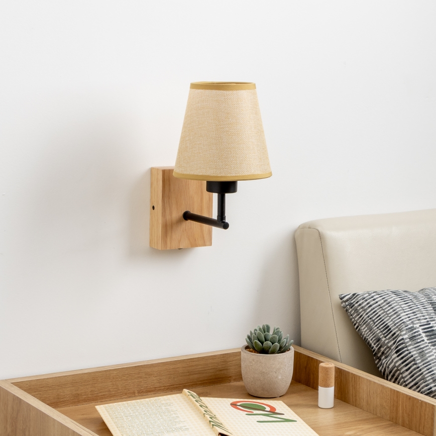 Brilagi - Λάμπα τοίχου NUBILA WOOD 1xE27/25W/230V δρυς/ανοιχτό καφέ