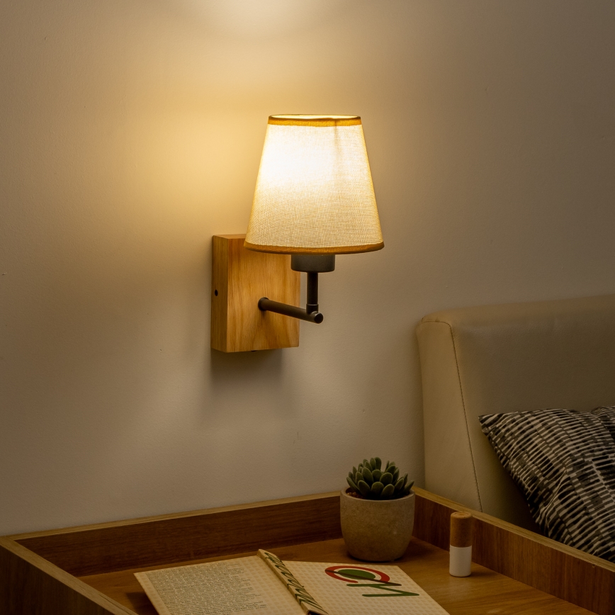 Brilagi - Λάμπα τοίχου NUBILA WOOD 1xE27/25W/230V δρυς/ανοιχτό καφέ