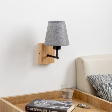 Brilagi - Λάμπα τοίχου NUBILA WOOD 1xE27/25W/230V δρυς/γκρι