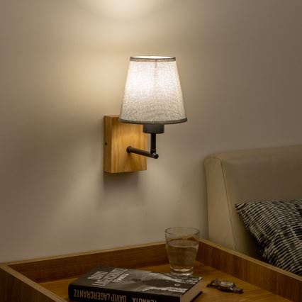 Brilagi - Λάμπα τοίχου NUBILA WOOD 1xE27/25W/230V δρυς/γκρι