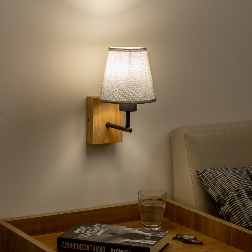 Brilagi - Λάμπα τοίχου NUBILA WOOD 1xE27/25W/230V δρυς/γκρι
