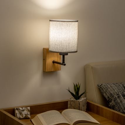 Brilagi - Λάμπα τοίχου NUBILA WOOD 1xE27/25W/230V δρυς/γκρι