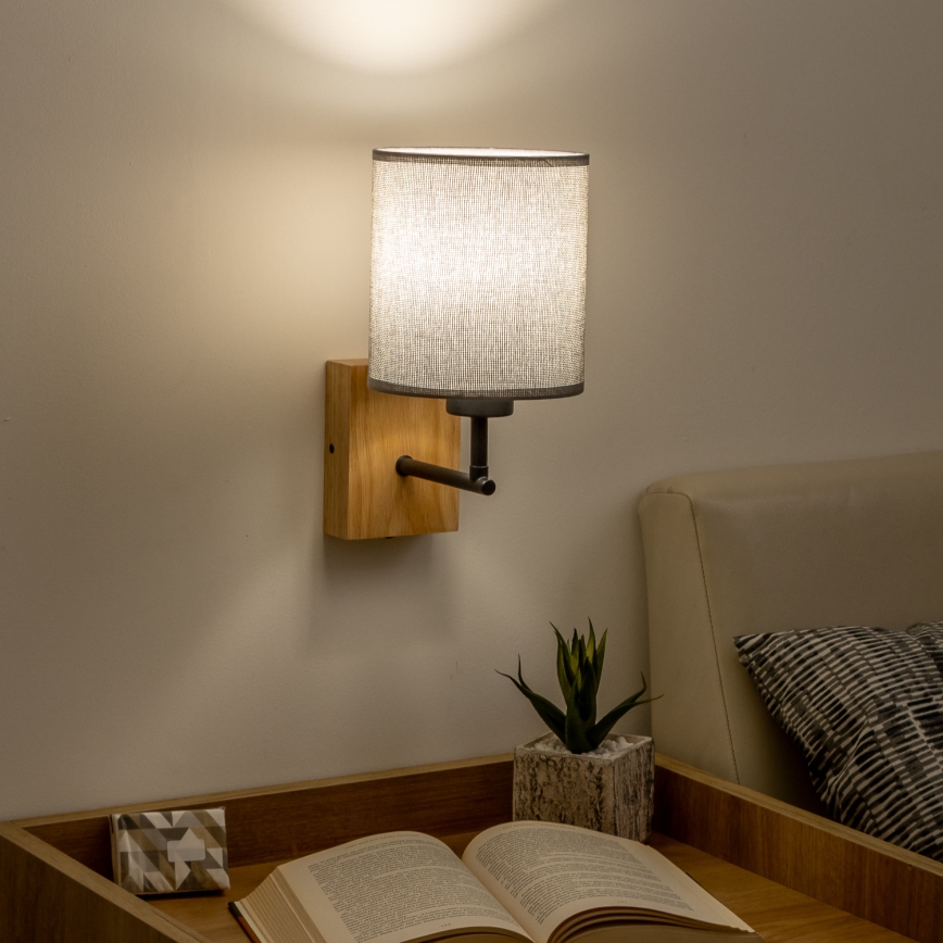 Brilagi - Λάμπα τοίχου NUBILA WOOD 1xE27/25W/230V δρυς/γκρι