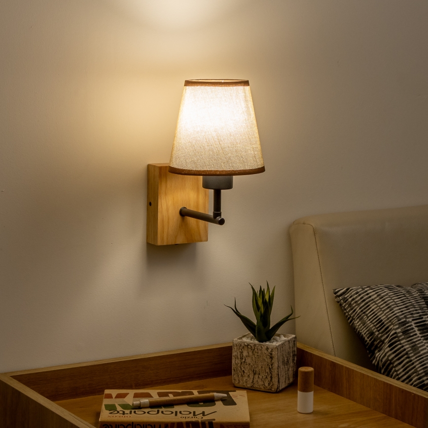 Brilagi - Λάμπα τοίχου NUBILA WOOD 1xE27/25W/230V δρυς/καφέ