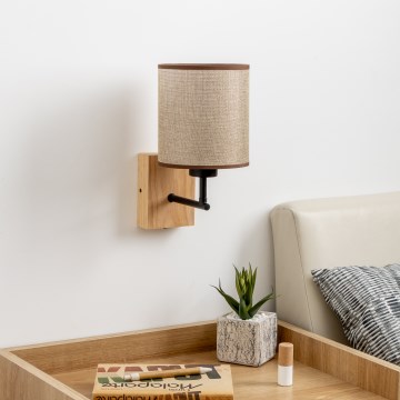 Brilagi - Λάμπα τοίχου NUBILA WOOD 1xE27/25W/230V δρυς/καφέ