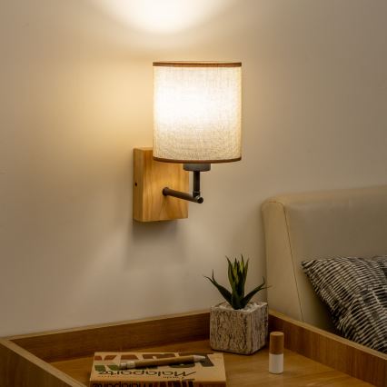 Brilagi - Λάμπα τοίχου NUBILA WOOD 1xE27/25W/230V δρυς/καφέ