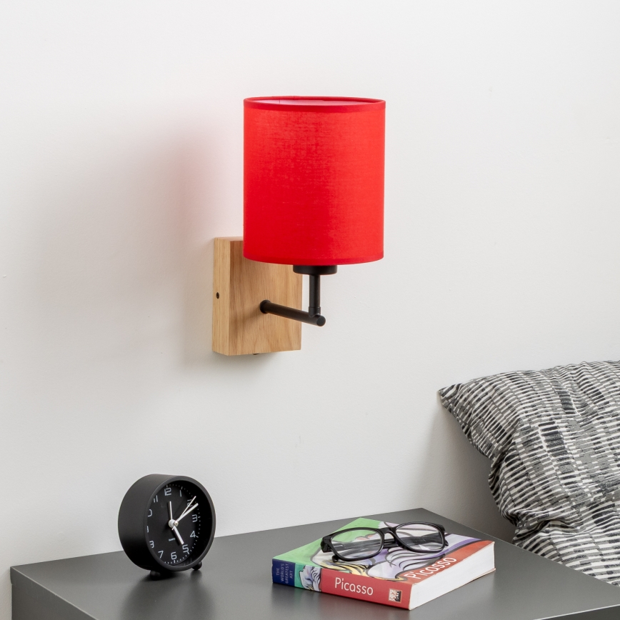 Brilagi - Λάμπα τοίχου NUBILA WOOD 1xE27/25W/230V δρυς/κόκκινο