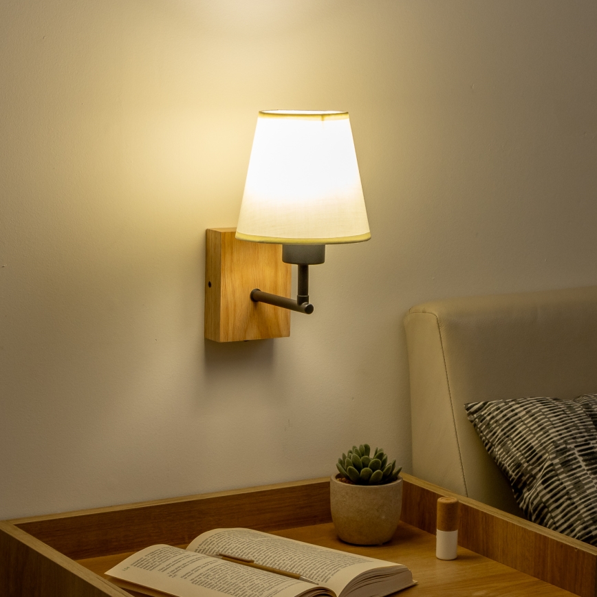 Brilagi - Λάμπα τοίχου NUBILA WOOD 1xE27/25W/230V δρυς/κρεμ