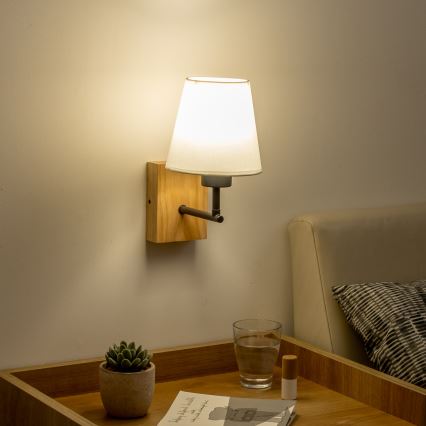 Brilagi - Λάμπα τοίχου NUBILA WOOD 1xE27/25W/230V δρυς/λευκό