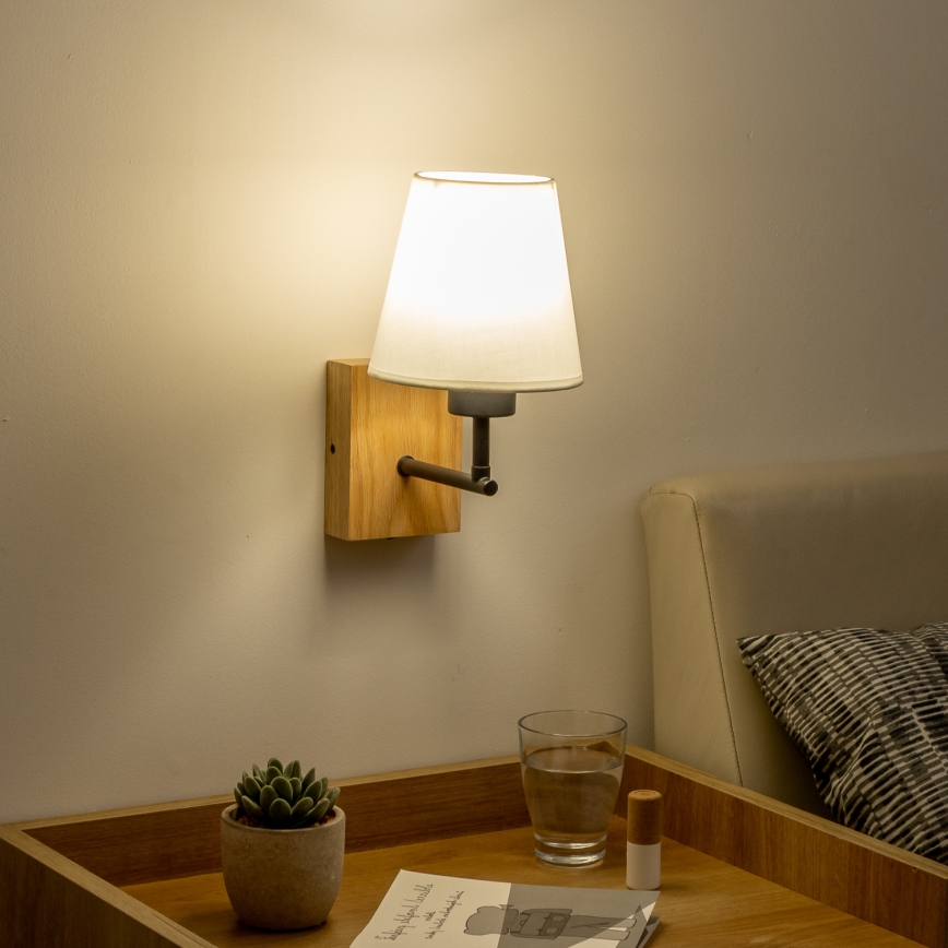Brilagi - Λάμπα τοίχου NUBILA WOOD 1xE27/25W/230V δρυς/λευκό