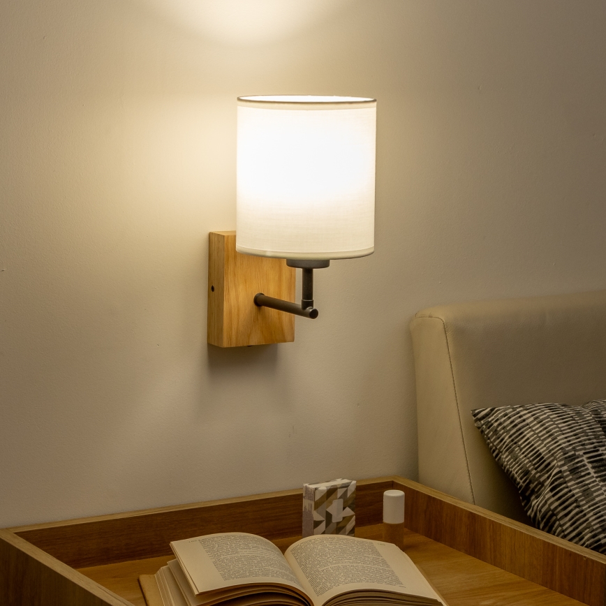 Brilagi - Λάμπα τοίχου NUBILA WOOD 1xE27/25W/230V δρυς/λευκό