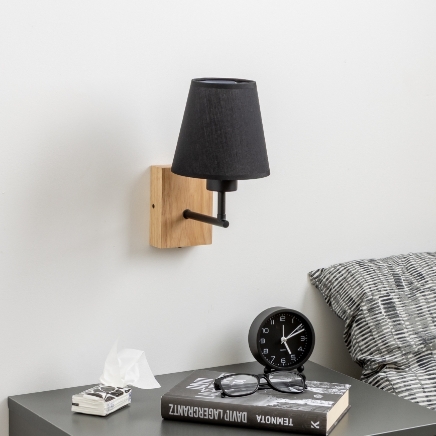 Brilagi - Λάμπα τοίχου NUBILA WOOD 1xE27/25W/230V δρυς/μαύρο