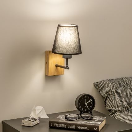 Brilagi - Λάμπα τοίχου NUBILA WOOD 1xE27/25W/230V δρυς/μαύρο