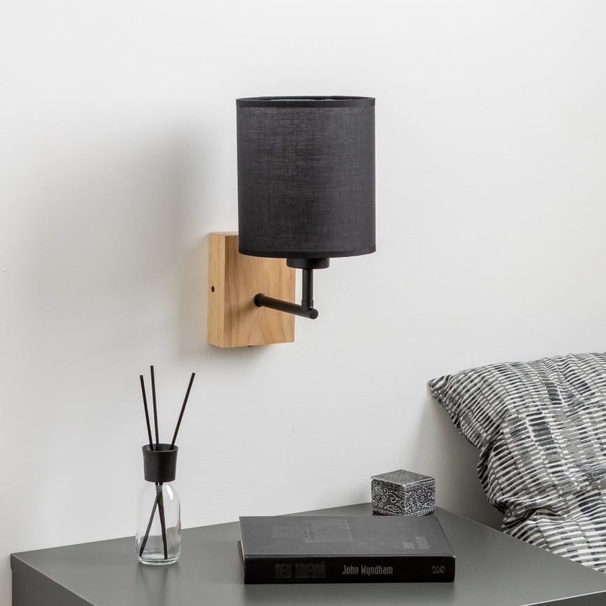 Brilagi - Λάμπα τοίχου NUBILA WOOD 1xE27/25W/230V δρυς/μαύρο