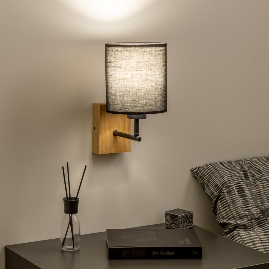 Brilagi - Λάμπα τοίχου NUBILA WOOD 1xE27/25W/230V δρυς/μαύρο