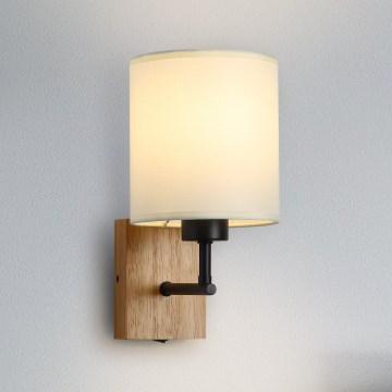 Brilagi - Λάμπα τοίχου NUBILA WOOD 1xE27/25W/230V δρυς/μαύρο/κρεμ