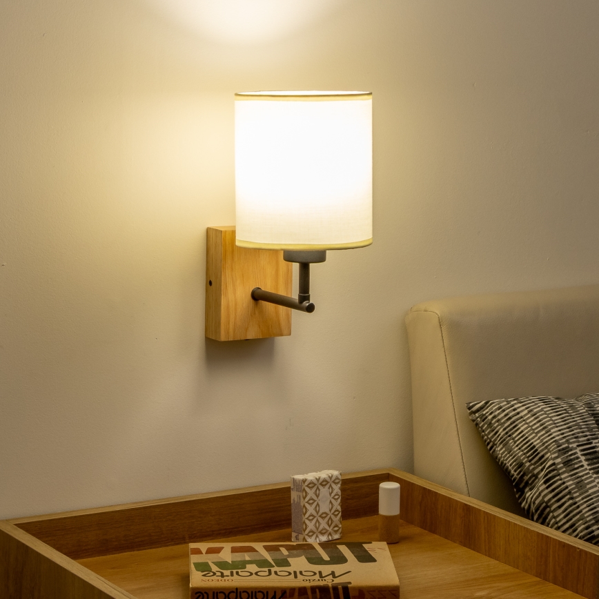 Brilagi - Λάμπα τοίχου NUBILA WOOD 1xE27/25W/230V δρυς/μαύρο/κρεμ