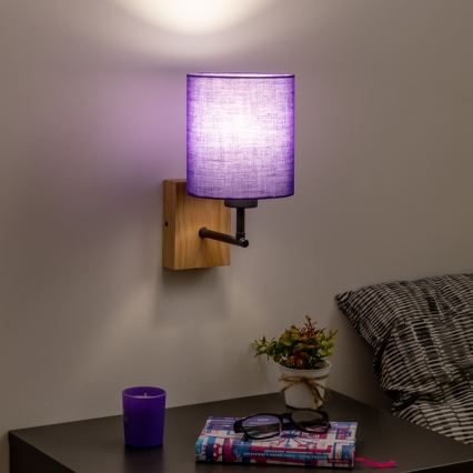Brilagi - Λάμπα τοίχου NUBILA WOOD 1xE27/25W/230V δρυς/μωβ
