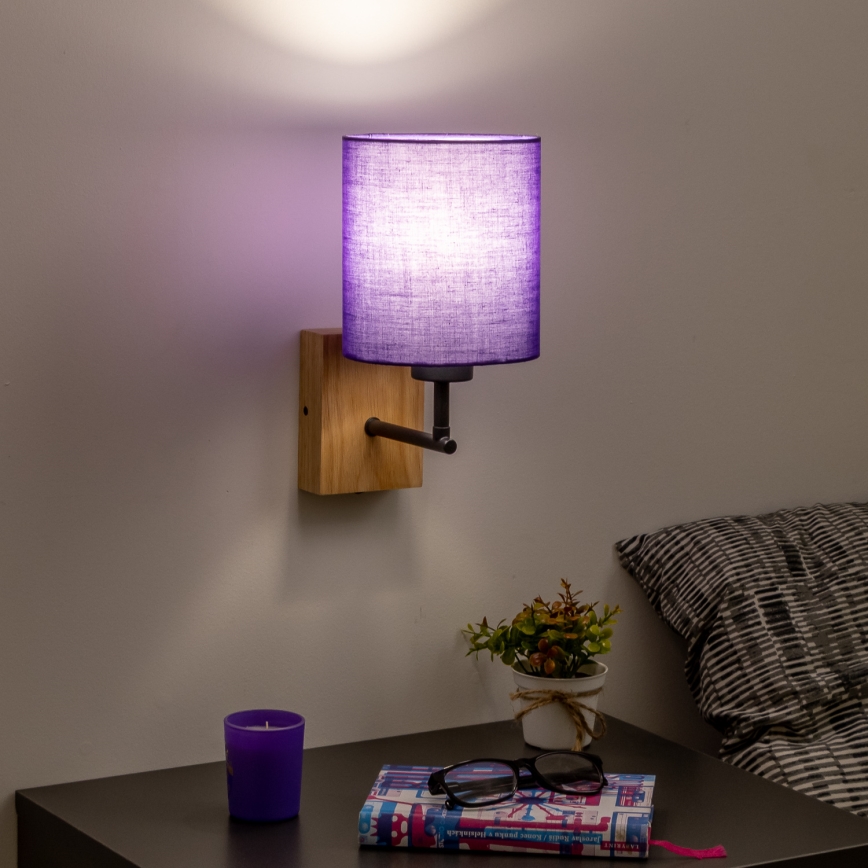 Brilagi - Λάμπα τοίχου NUBILA WOOD 1xE27/25W/230V δρυς/μωβ