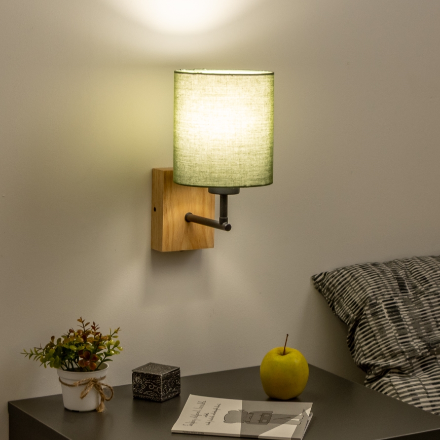 Brilagi - Λάμπα τοίχου NUBILA WOOD 1xE27/25W/230V δρυς/πράσινο